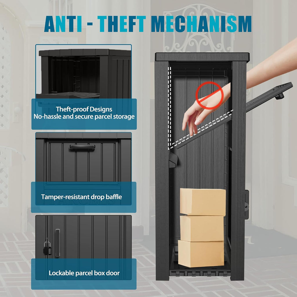 Package Delivery Box Storage with Lockable Secure, Anti-Theft Parcel Drop Boxes Outdoor Package Delivery and Waterproof
