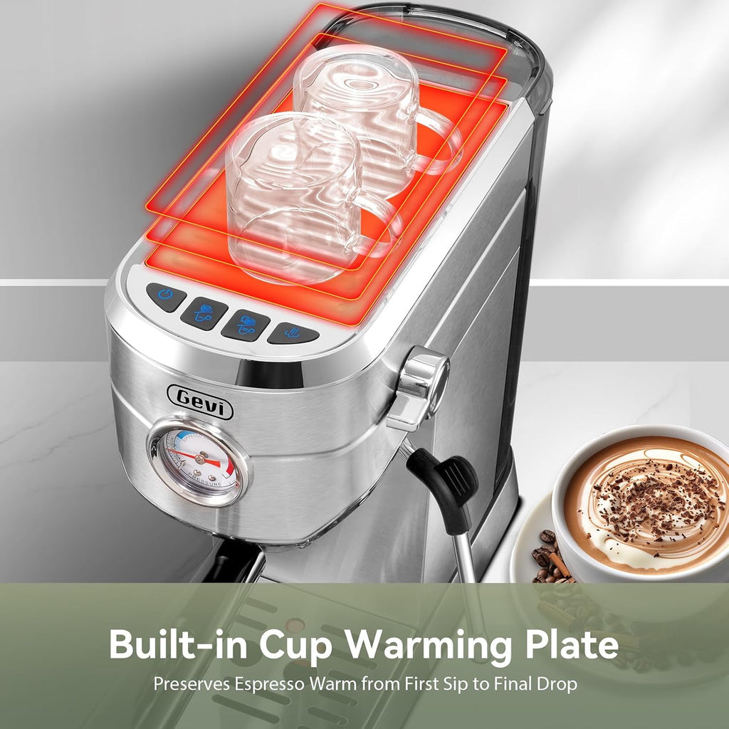 20 Bar Compact Espresso Machine ,Latte、Cappuccino Coffee Maker | BPA-free;34oz Water Tank;Built-in Pressure
