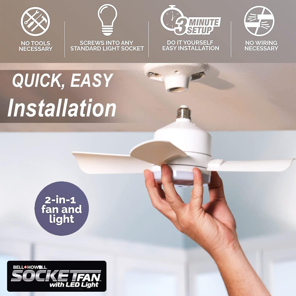 Socket Breeze Light 5-Speed Deluxe LED Ceiling Fans with Lights and Remote Control For Bedroom, Kitchen, Living Room,1000 Lumens / 5000 Kelvins