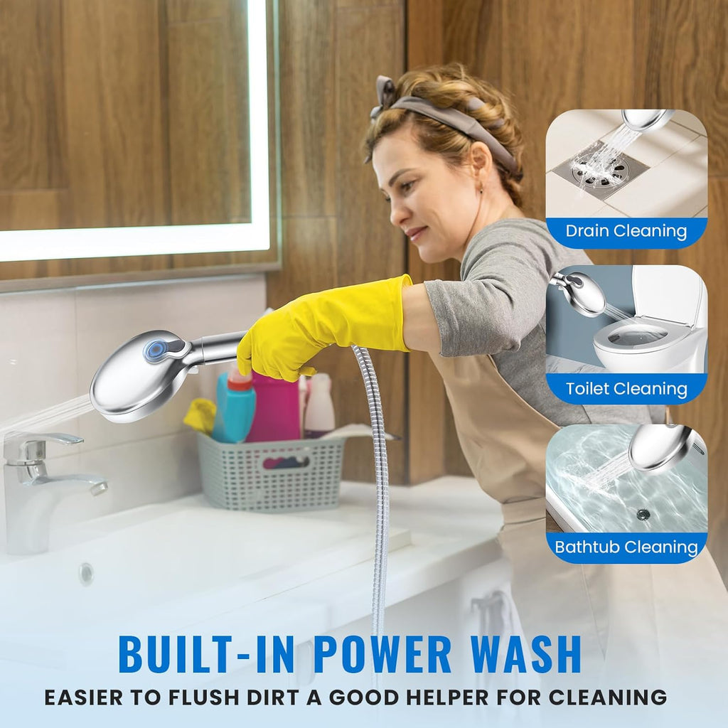 Filtered Shower Head with Handheld, High Pressure 9-Spray Modes Detachable Shower Head with Filter for Hard