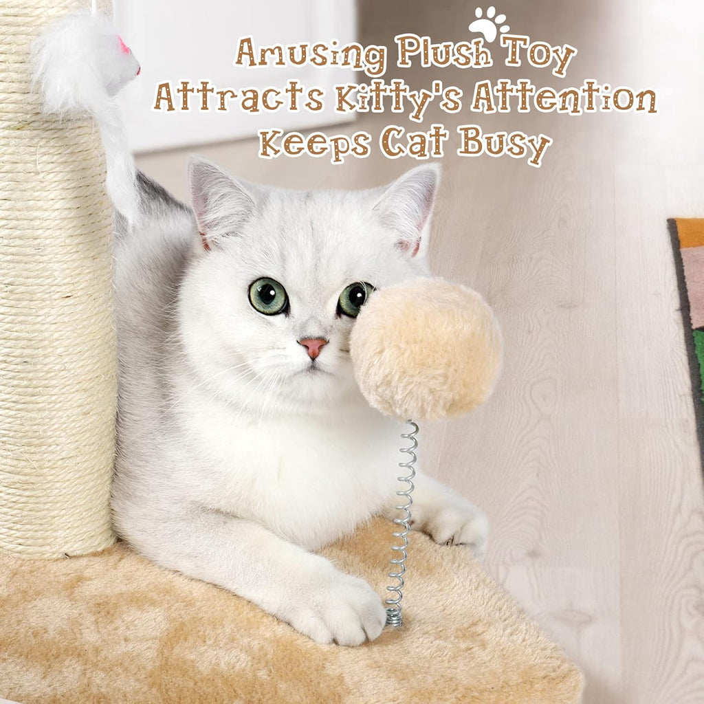 32" Tall Cat Scratching Posts for Indoor Cats, 3-in-1 Vertical Cat Scratching Post with Plush Toys