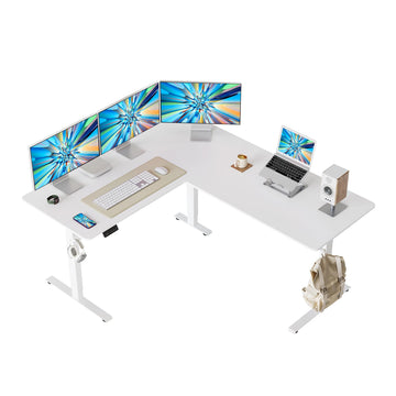 L Shaped Standing Desk - 63 x 55 Inch Electric Adjustable Height Corner Standing Desk, Ergonomic Sit Stand Up Table