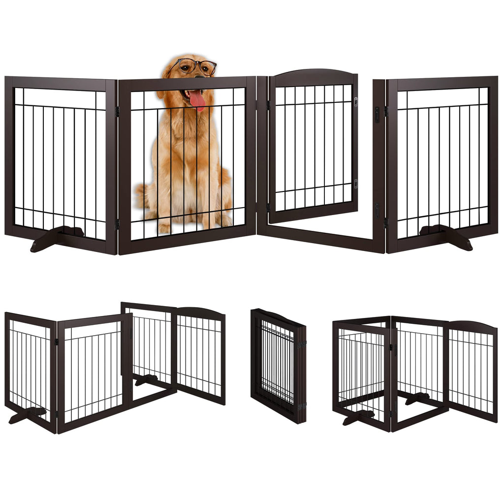 Tall Dog Gate Indoor with Door, Freestanding, Foldable, 96" x 30"