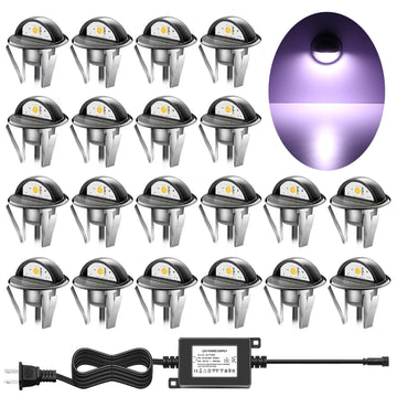 Pack of 20 Low Voltage LED Deck Lighting Kit Stainless Steel Waterproof Outdoor Landscape Garden Yard Patio Step
