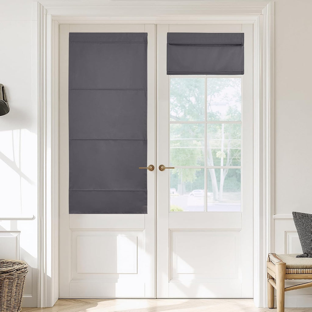 Biscotti Beige No Drill Magnetic Door Roman Curtain for Window