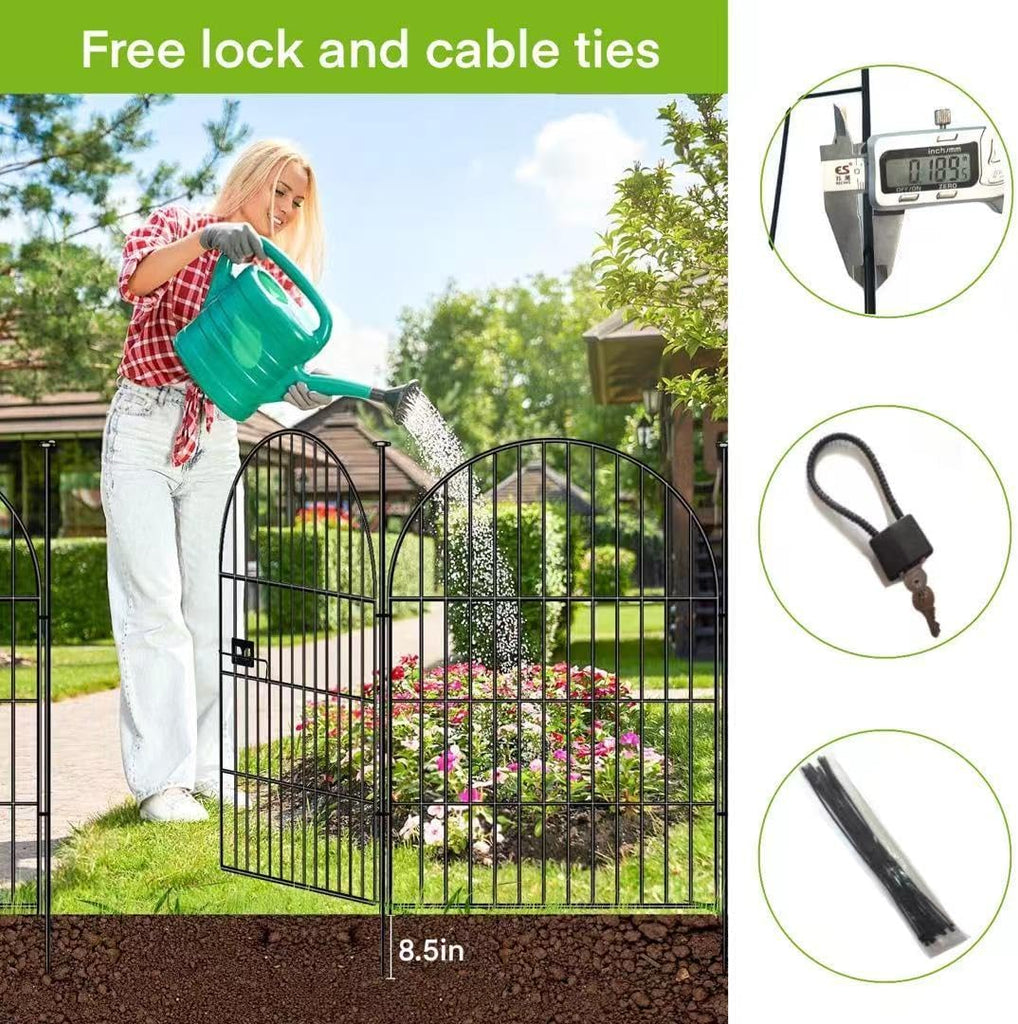 Tall Garden Fence Animal Barrier with Gate, 40 in(H)×43.7ft(L) 20 Panels No Dig Fence for Dogs, Rustproof Metal Wire