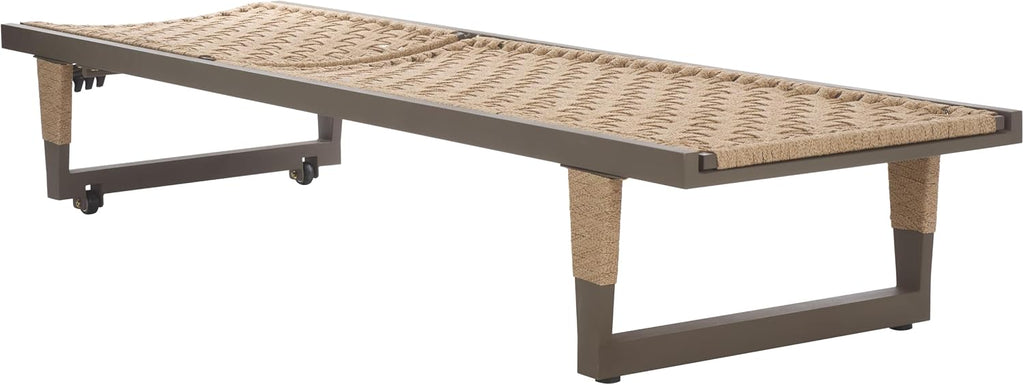 Outdoor Patio Furniture Collection - Arthur Grey & Heather Tan Woven Rope Chaise Lounge Chair, Adjustable Reclining