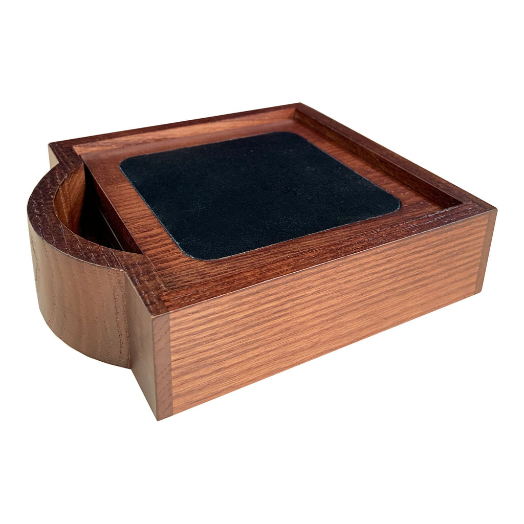 Walnut and Leather 4 Coaster Set