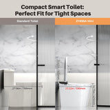 Compact Smart Toilet for Small Bathrooms, Shallow Depth Design, Foam System, Auto Open and Close Lid, 12-Inch Rough-In, Built-In Tank, Heated Seat, Foot Sensor Flush
