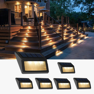 Solar Lights Outdoor, Waterproof Solar Powered Deck Step Lights Garden Backyard Garage Driveway Pathway Outside Wall