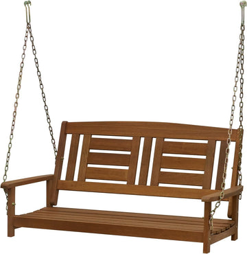 Tioman Hardwood Patio / Garden / Outdoor 4ft Porch Swing, 2 Seater with Hanging Chains, Natural