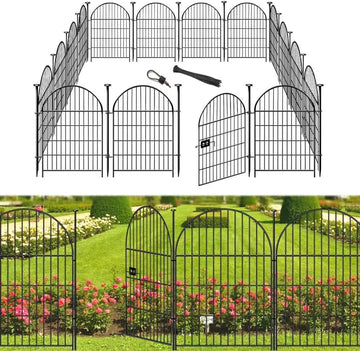 Garden Fencing 36 Inch High with Gate, 14 Panels Garden Fence Total 30.6 Ft(L),No Dig Animal Barrier, Rustproof Metal