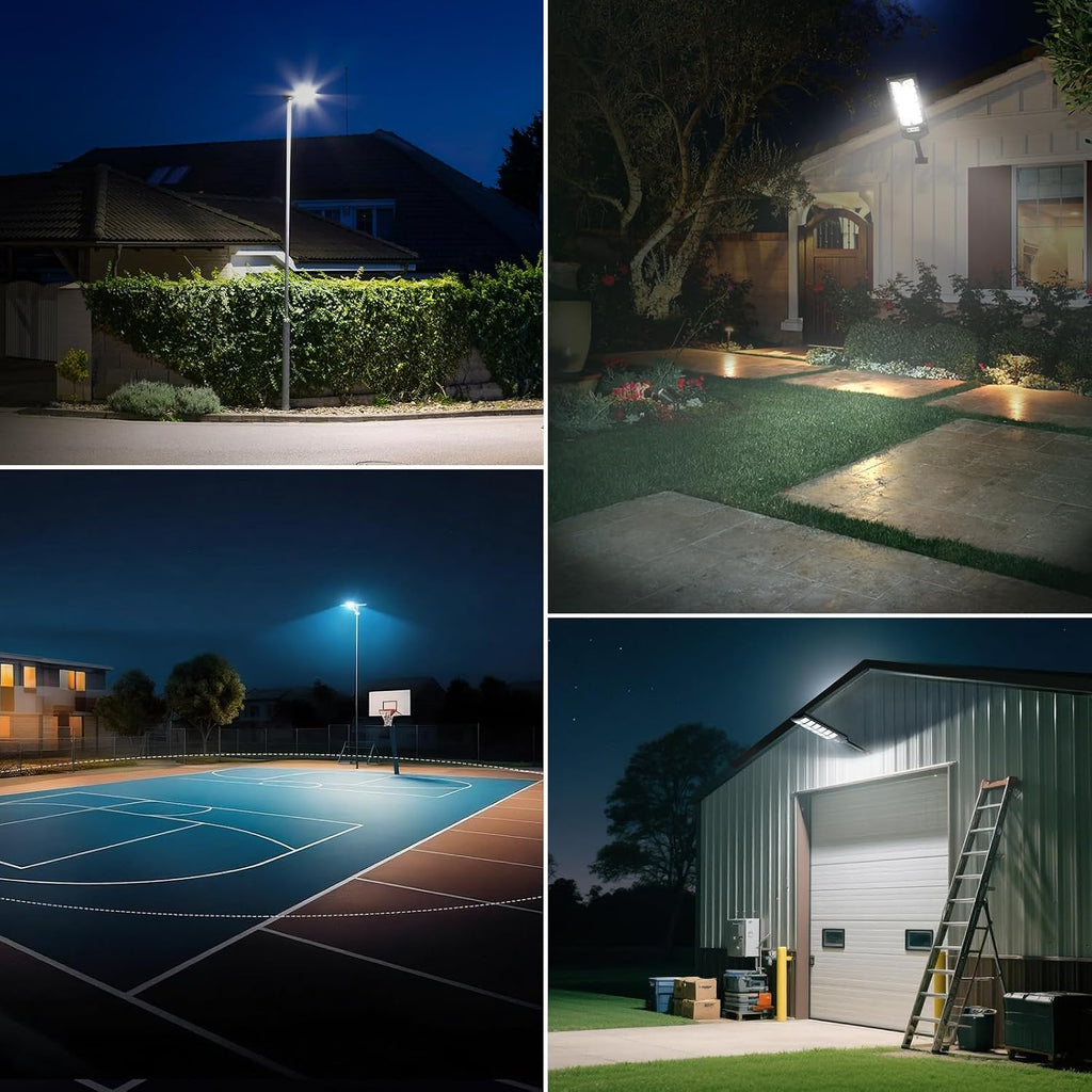 4-Pack Solar Street Lights Outdoor, 13000LM 6500K Waterproof LED Solar Flood Lights with Motion Sensor, Dusk to Dawn