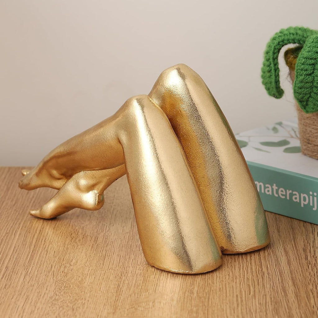 Golden Legs Sculpture Resin Statues Home Decor (Bowed Leg) | Gold Legs Shelf Decor Electroplated Resin Statues Office