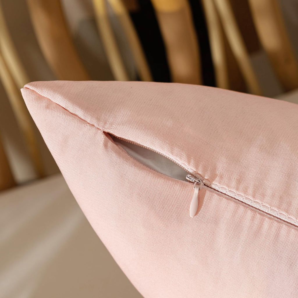 Set of 2 Outdoor Waterproof Throw Pillow Covers Spring Valentine Decorative Farmhouse Linen Pillowcases Solid Cushion