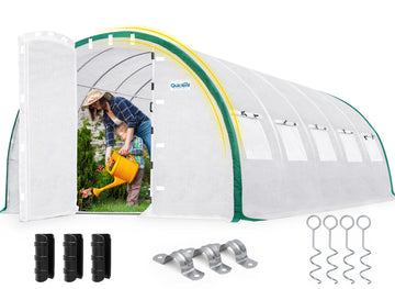 25x10x6.6FT Tunnel Greenhouse for Outdoors with 2 Hinged Doors