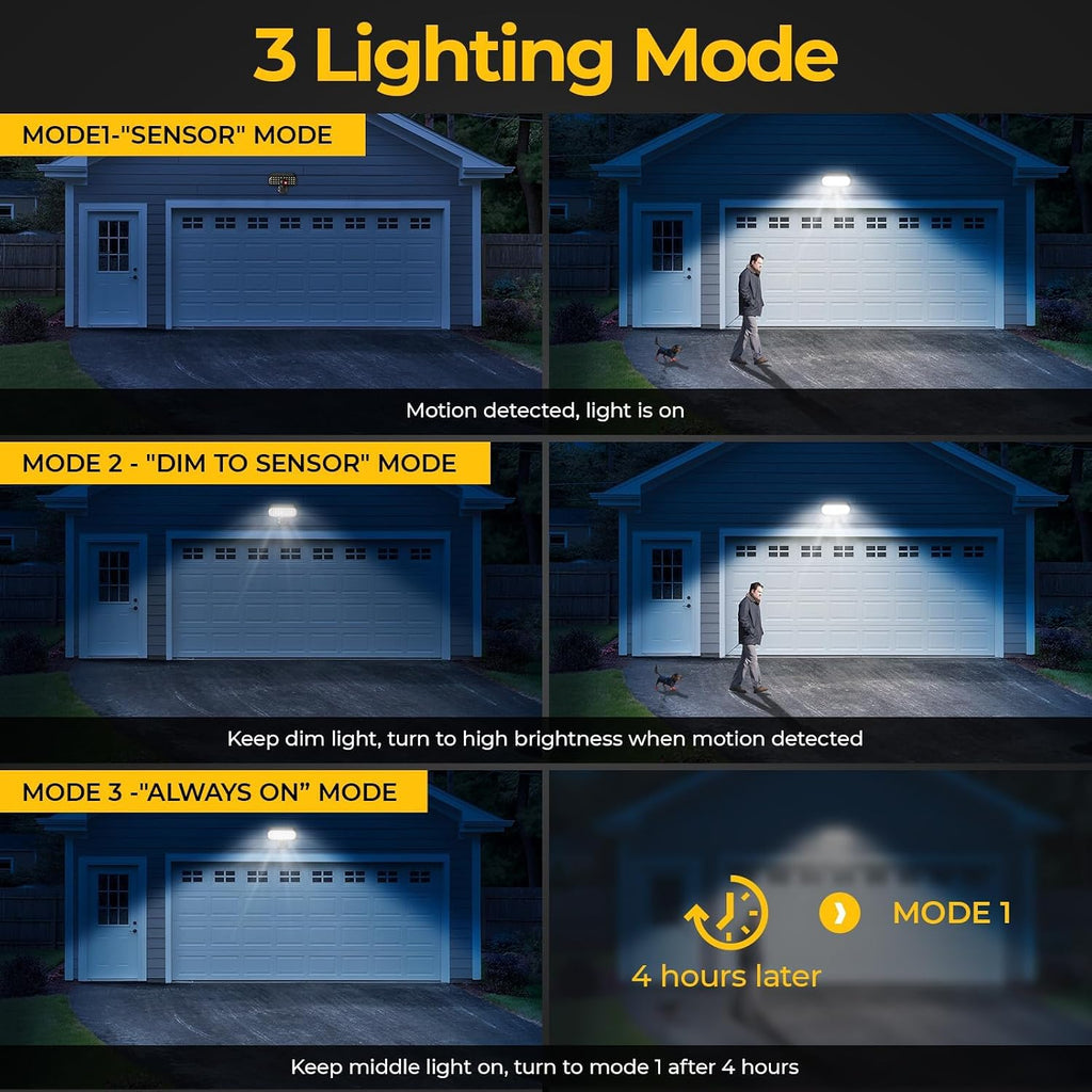 Solar Security Lights Outdoor, Motion Sensor 3 Modes, 2 Pack | IP67 Waterproof, Super Bright 5050 SMD LEDs, 180°