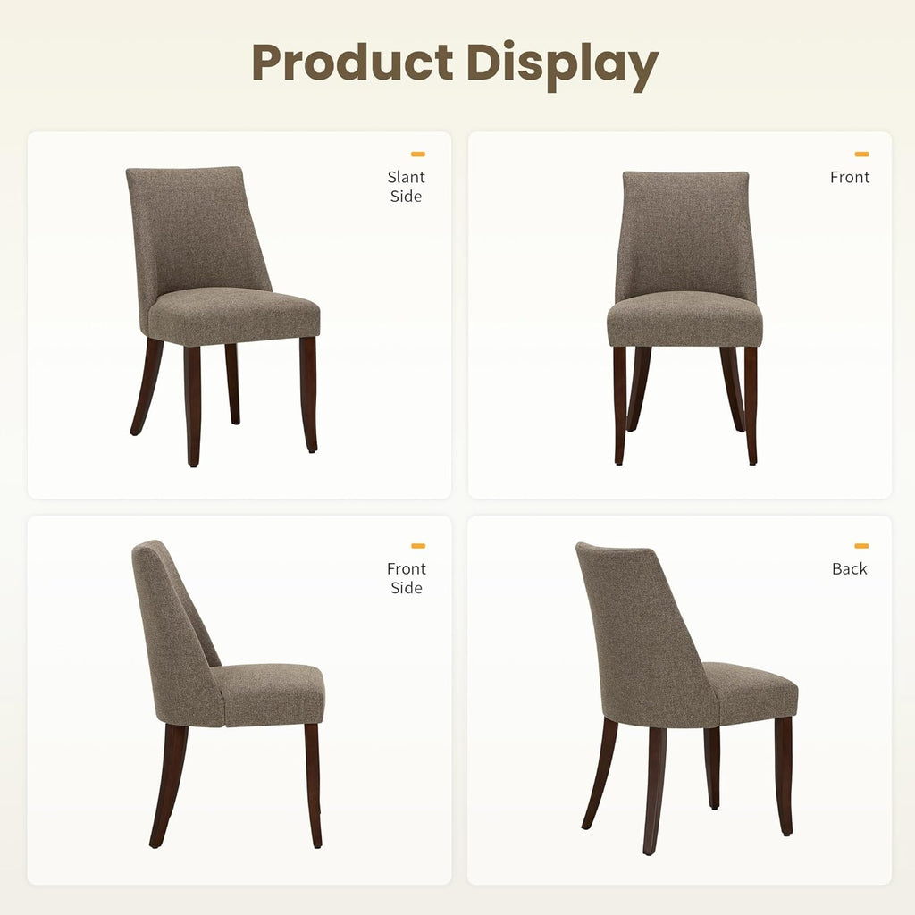 Wooden Dining Chairs Set of 4, Upholstered Farmhouse Fabric Dining Room Chair, Mid Century Kitchen Chair for