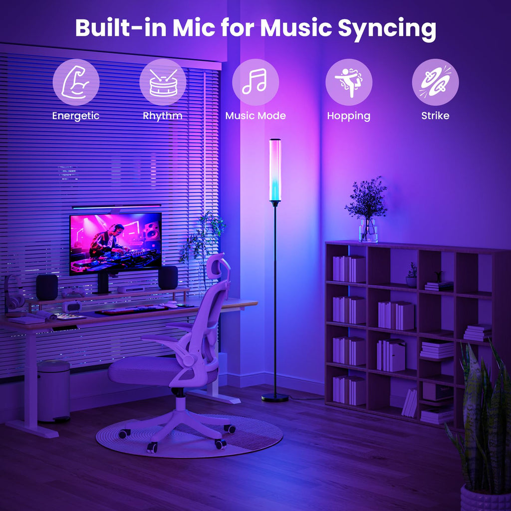 Standing Lamp, Modern Floor Lamp with App & Remote Control, 1500lm LED Corner Lamp with Music Sync and 16 Million DIY