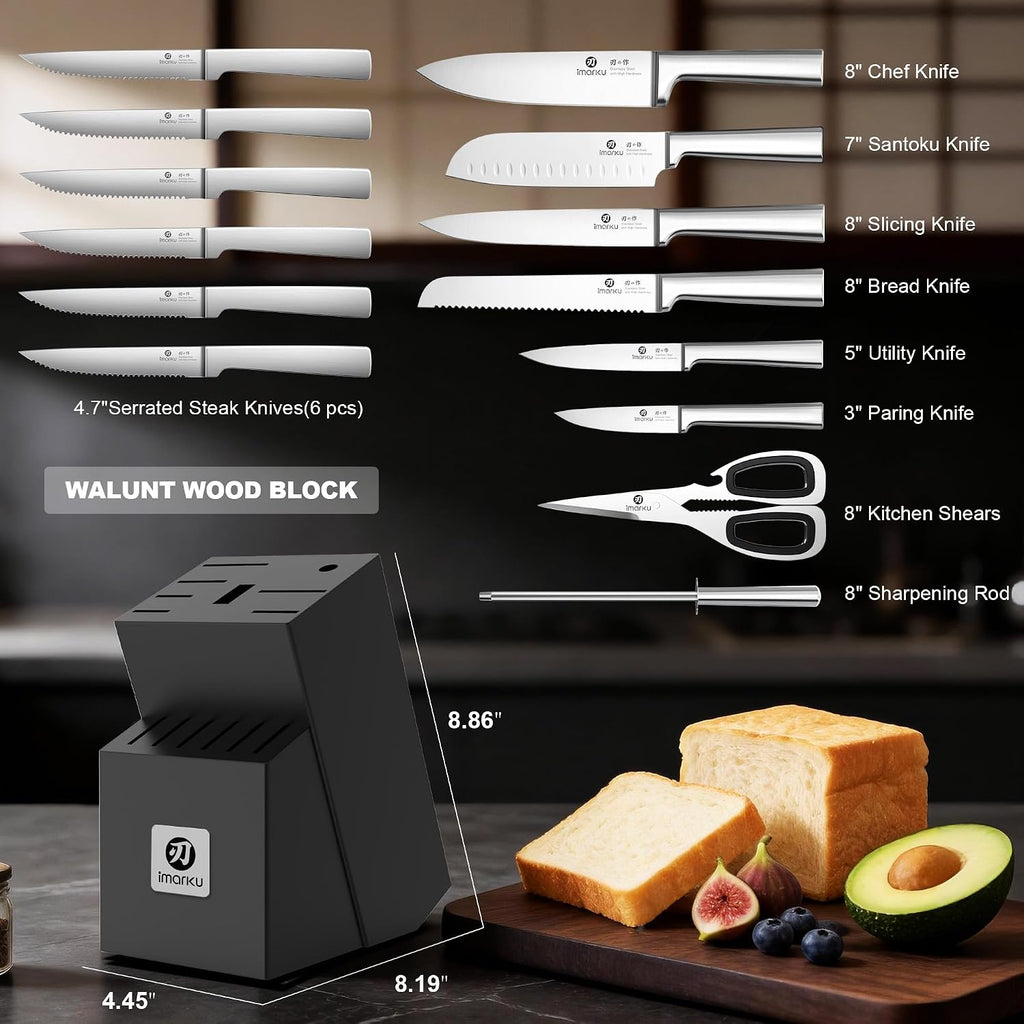 Knife Set - 15PCS Kitchen Knife Set Japanese High Carbon Stainless Steel Knives Set , Dishwasher Safe Ultra Sharp