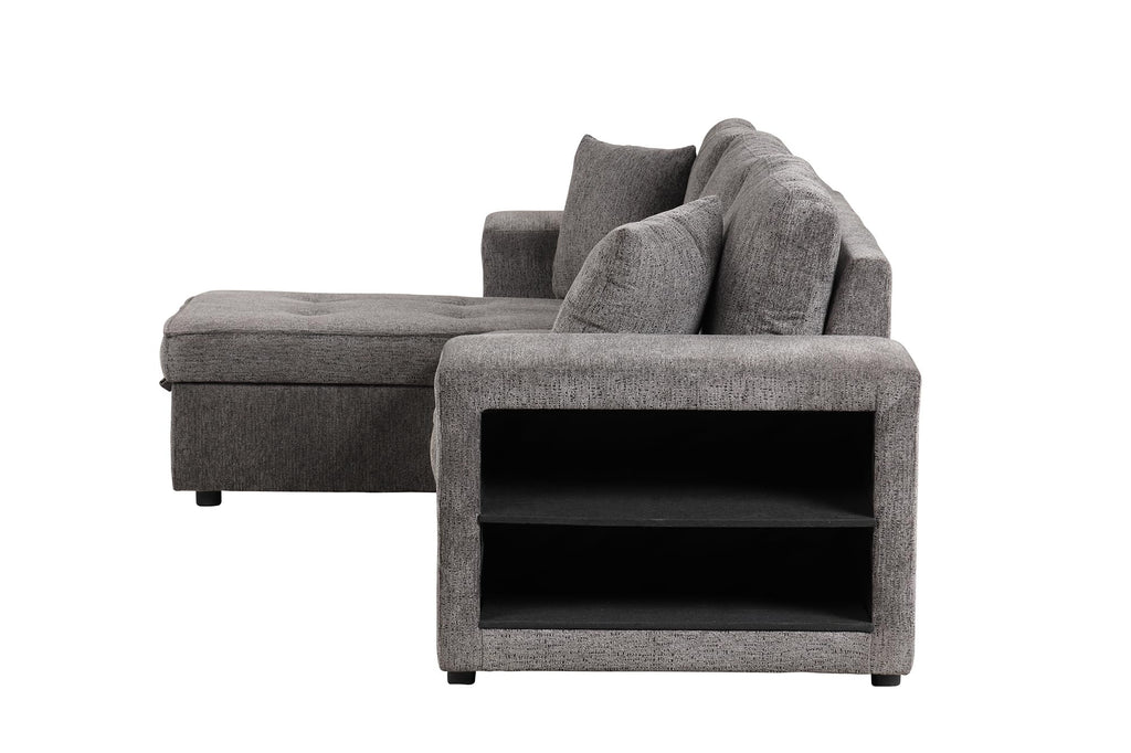 104.5 inch Reversible Sleeper Sectional Sofa with Pull Out Bed, Convertible L Shaped Sectional Couch with Storage