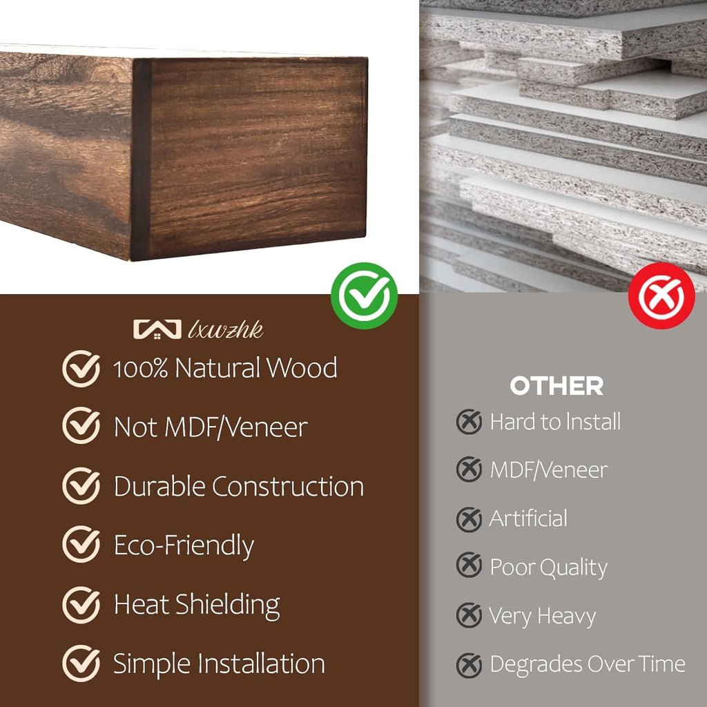 Shelf, 60×8×5 Inch Wooden Floating Shelf for Over Fireplace, Handcrafted Wood Mantels, Wall-Mounted Mantel Shelves