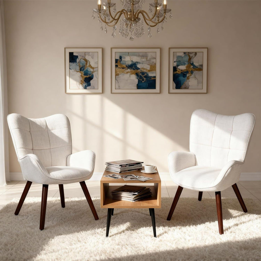 Modern Dining Room Chairs, Mid-Century Upholstered Kitchen Chairs with Back Support and Solid Wood Legs, Accent Chairs for Dining Room