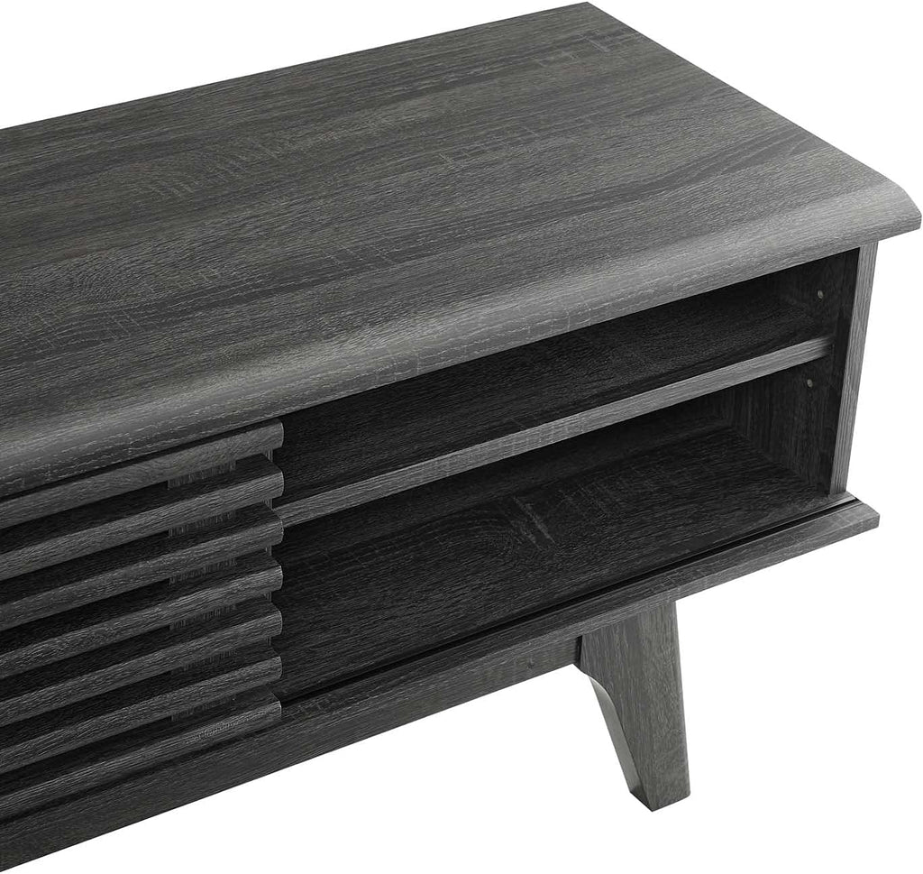 Render Mid-Century Modern Low Profile 70 Inch Media Console TV Stand in Charcoal, 70"