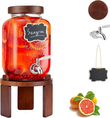 1 Gallon Drink Dispenser for Parties, with Stand,Water Dispenser with 18/8 Stainless Steel Spigot,Lemonade Stand