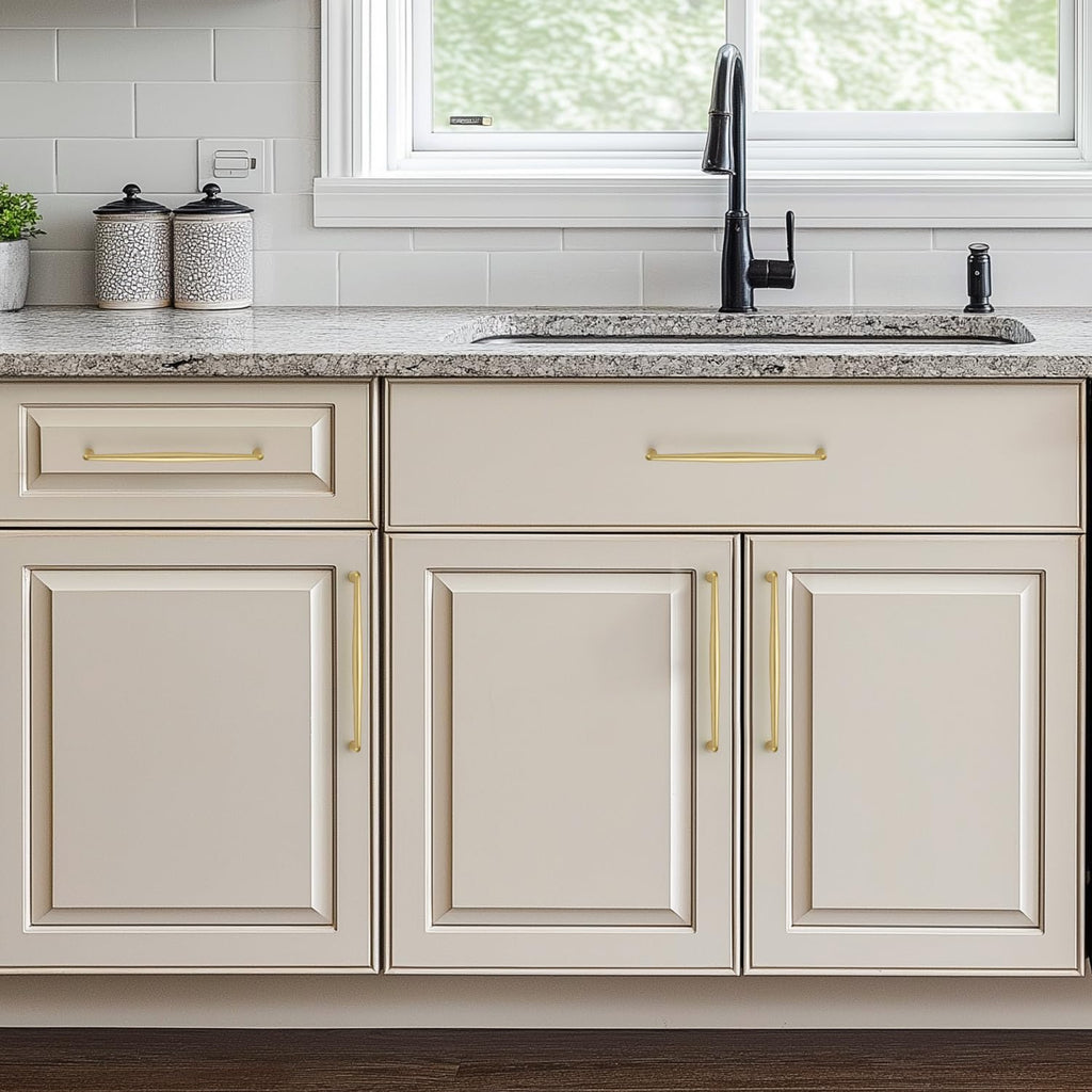 Brushed Gold Cabinet Handles Solid Handles,7-1/2 Inch,5 Pack