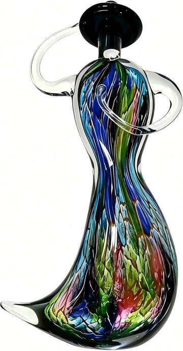 13.5in Hatted Lady Hand Blown Glass Sculpture Multicolor Tabletop Decor - Set of 10