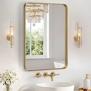 22"X30" Wall Mirror, Bathroom Mirrors for Over Sink, Matte Metal Framed Vanity Mirror with Tempered Glass, Entryway,