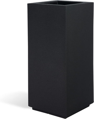 Kensington Tall Modern Outdoor/Indoor Column Planter - 16" x 16" x 36" H - Lightweight Weather Resistant Stone-Look