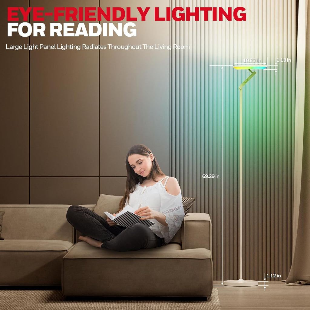 3000LM LED Floor Lamp, Torchiere Floor Lamps with Remote Control, F2 Sunturalux 40W Eye-Caring Reading Light