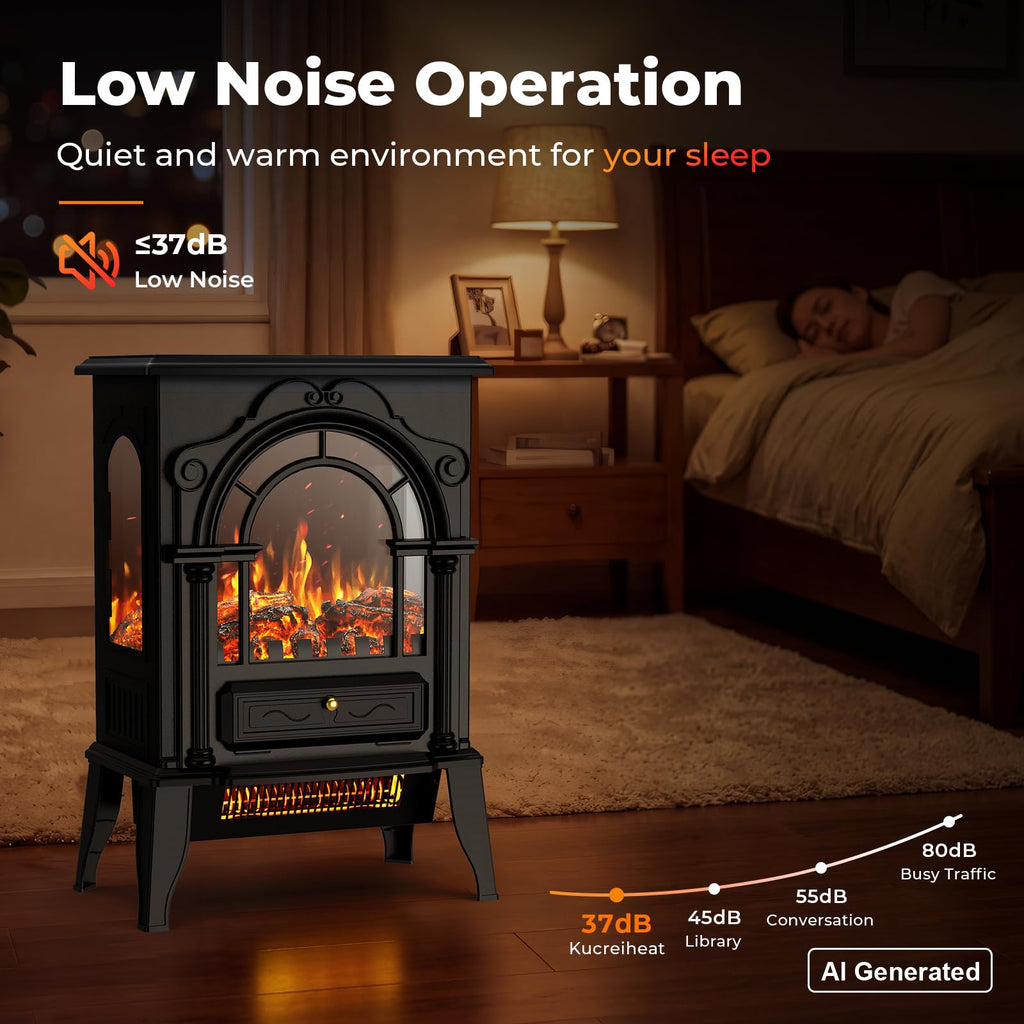 22" Electric Fireplace Heater, 1500W Freestanding Electric Fireplace Stove