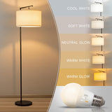Montage Modern Floor Lamp - LED Standing Lamp with Tan Shades & Offices - Bedroom Reading Light