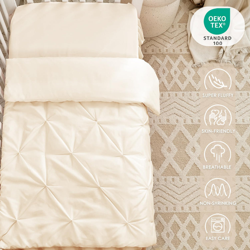 3-Piece Crib Bedding Set for Girls Boys - Ultra Soft & Skin Friendly Baby Bedding Crib Set Includes Crib Comforter