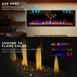 72 Inch Ultra Thin Electric Fireplace-Narrow Bezel Linear Fireplace Heater Recessed Wall Mounted