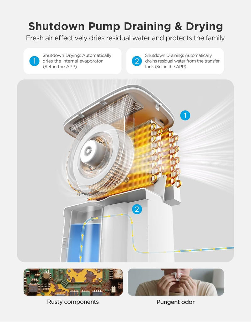 Dehumidifier for Home 4,500 Sq. Ft. 50 to 137 Pint with Pump, Drain Hose