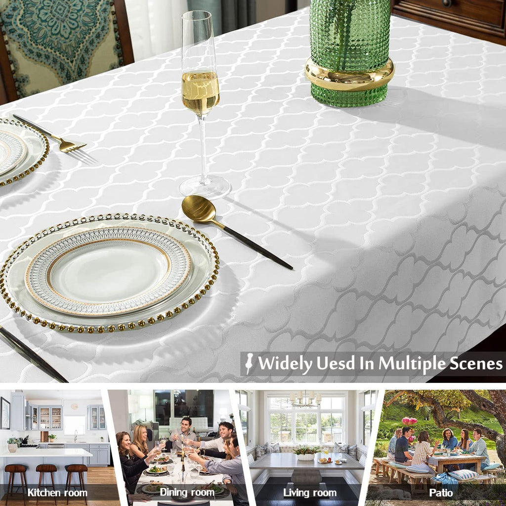 Jacquard Tablecloth Rectangle, White, 60" x 102"