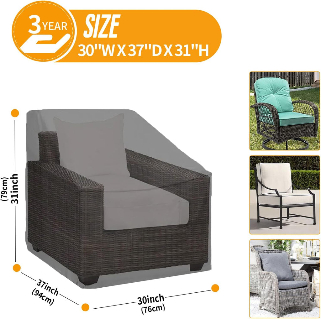 Patio Chair Covers Waterproof Winter 2 Pack - Heavy Duty Lawn Outdoor Furniture Chair Covers with Anti UV and No - Set of 2