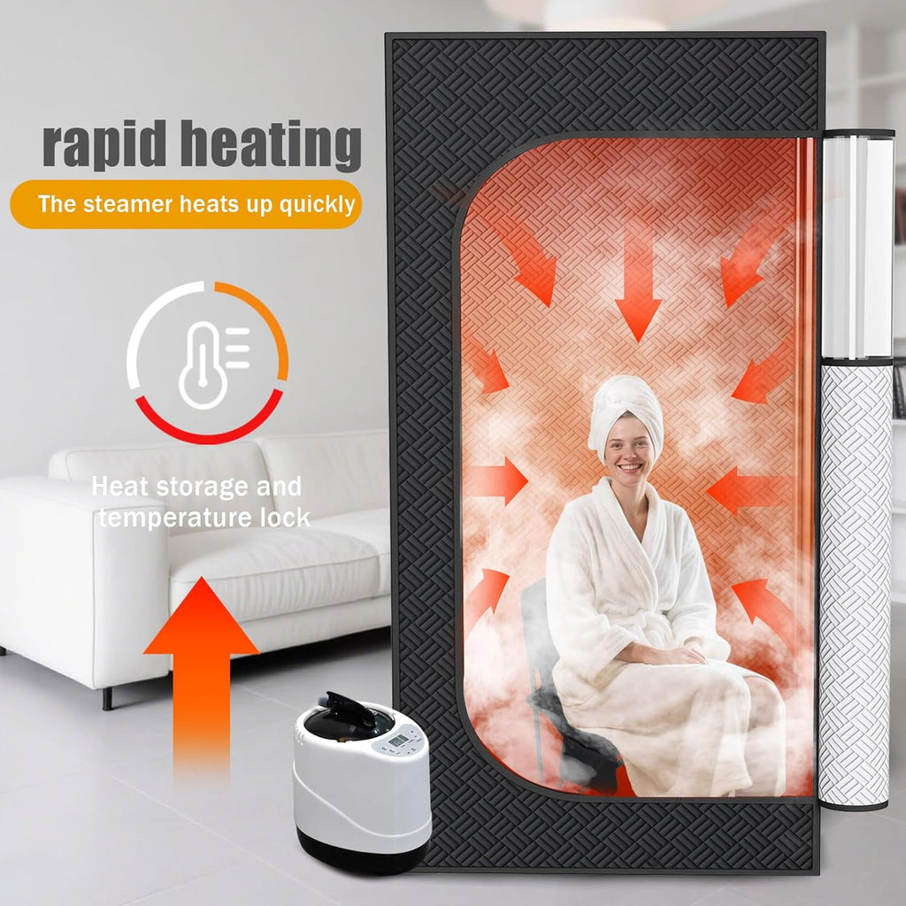 Sauna Box, Portable Steam Sauna for Home with 1000W 3L Steamer, 9-Level Temperature Control & Remote