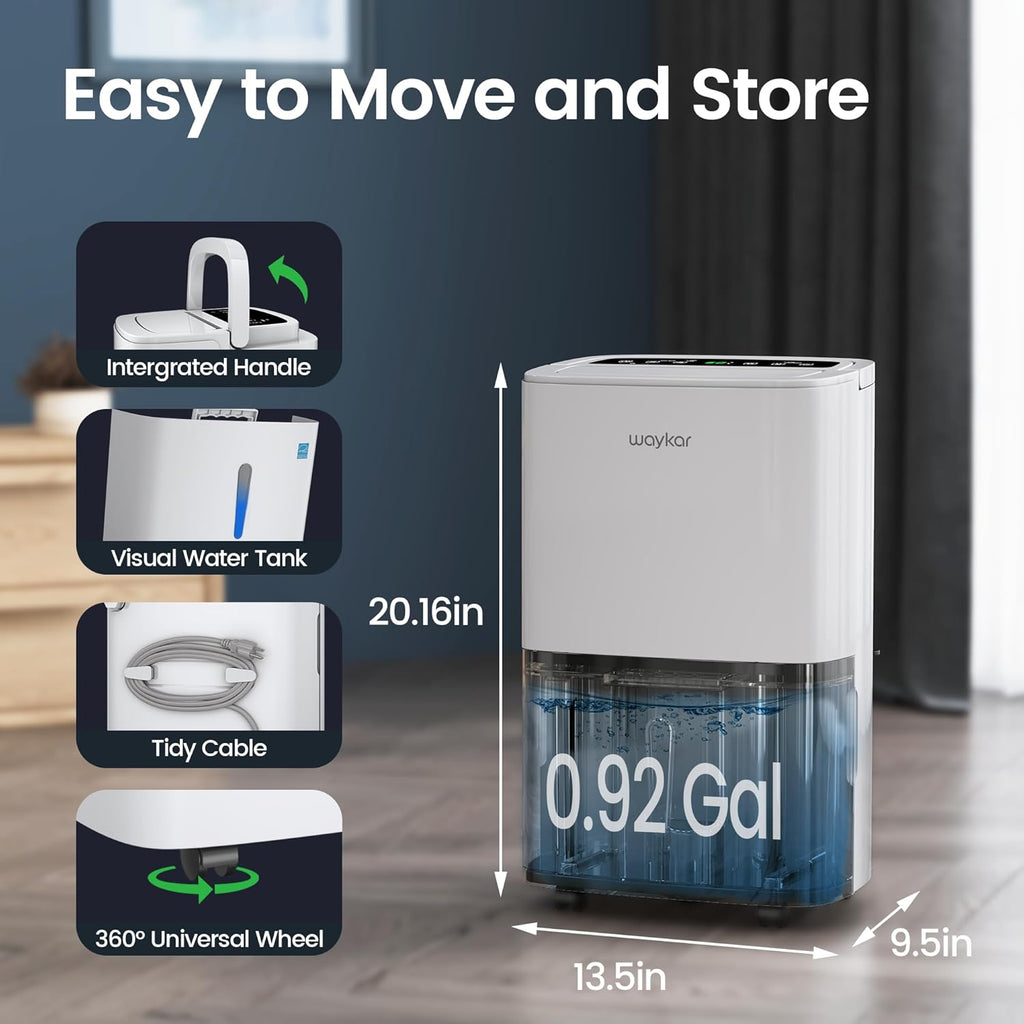 Max 80 Pint/D(Standard 62Pint/D) Energy Star Home Dehumidifier for Spaces up to 5,000 Sq. Ft, Ideal for Basement