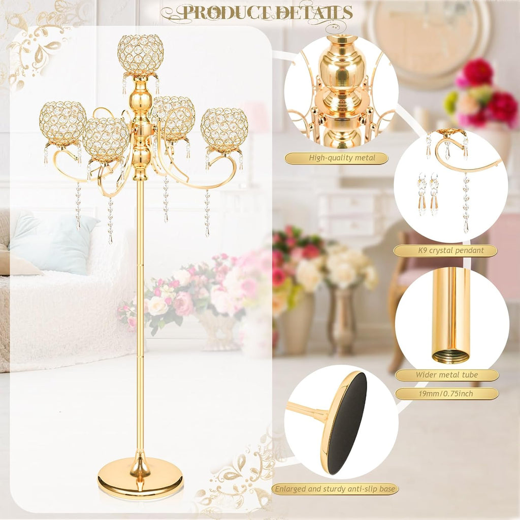 50" Tall Large Elegant Crystal Candelabra/Candlestick Holder Centerpiece for Weddings, Parties & Reception Decoration