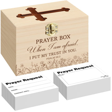 Prayer Request Box with 100 Pcs Prayer Cards, Wooden, Rustic