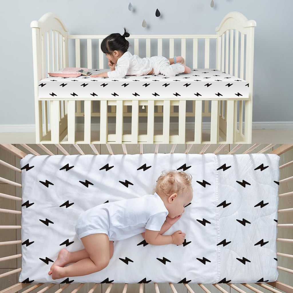 4 Pcs Black and White Crib Sheets for Baby Microfiber Baby Bassinet Soft Sheets Crib 52" x 28" for Standard Cribs
