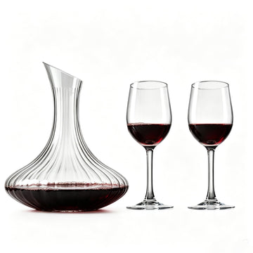 Wine Decanter Set with Aerator - Elegant Crystal Glass Decanter with 2 Red Wine Glasses, Premium Lead-Free Crystal