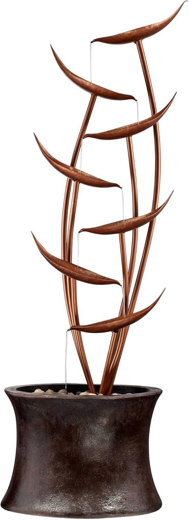 Ashton Tiered Copper Leaves 41" High Large Modern Indoor Outdoor Cottage Core Decor Resin Floor Fountain Standing