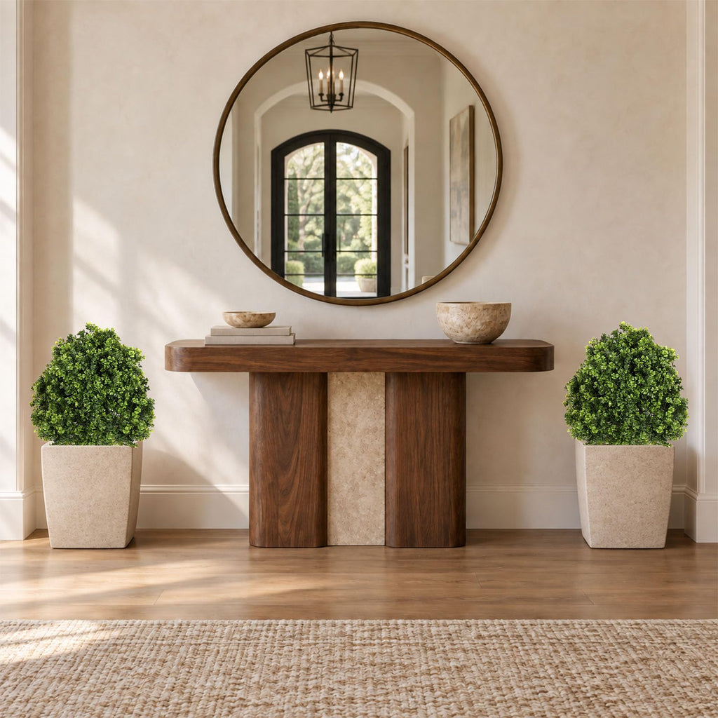 27" Artificial Boxwood Topiary Ball Trees Outdoor
