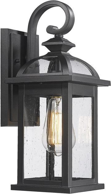 Outdoor Lights Fixtures Wall Mount, Outdoor Wall Sconce with Seeded Glass Waterproof Outside Exterior Lighting Fixture